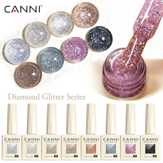 CANNI Gel Nail Polish Glitter Diamond Sparkle Color Collection Gorgeous Color HEMA FREE Soak Off UV LED Semi Permanent AurorGel