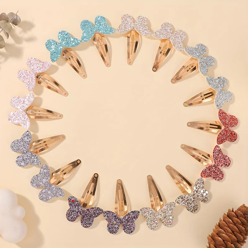16Pcs Geometric  Hair Clip Glitter DropletColorful Gradient Children Bangs BB Alloy Hairpins Girls Headclips  Hair Accessories