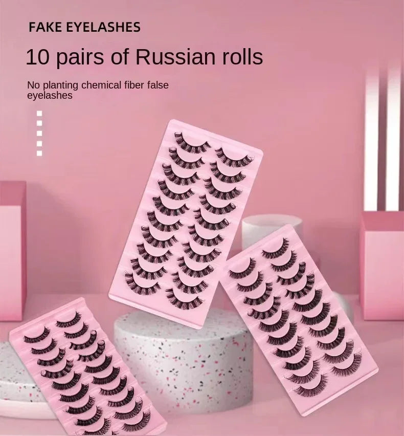 10Pairs 3D Mink Lashes Russian Strip Lash Dramatic False Eyelashes Faux Cils Makeup Wholesale Fake Eyelash Extension