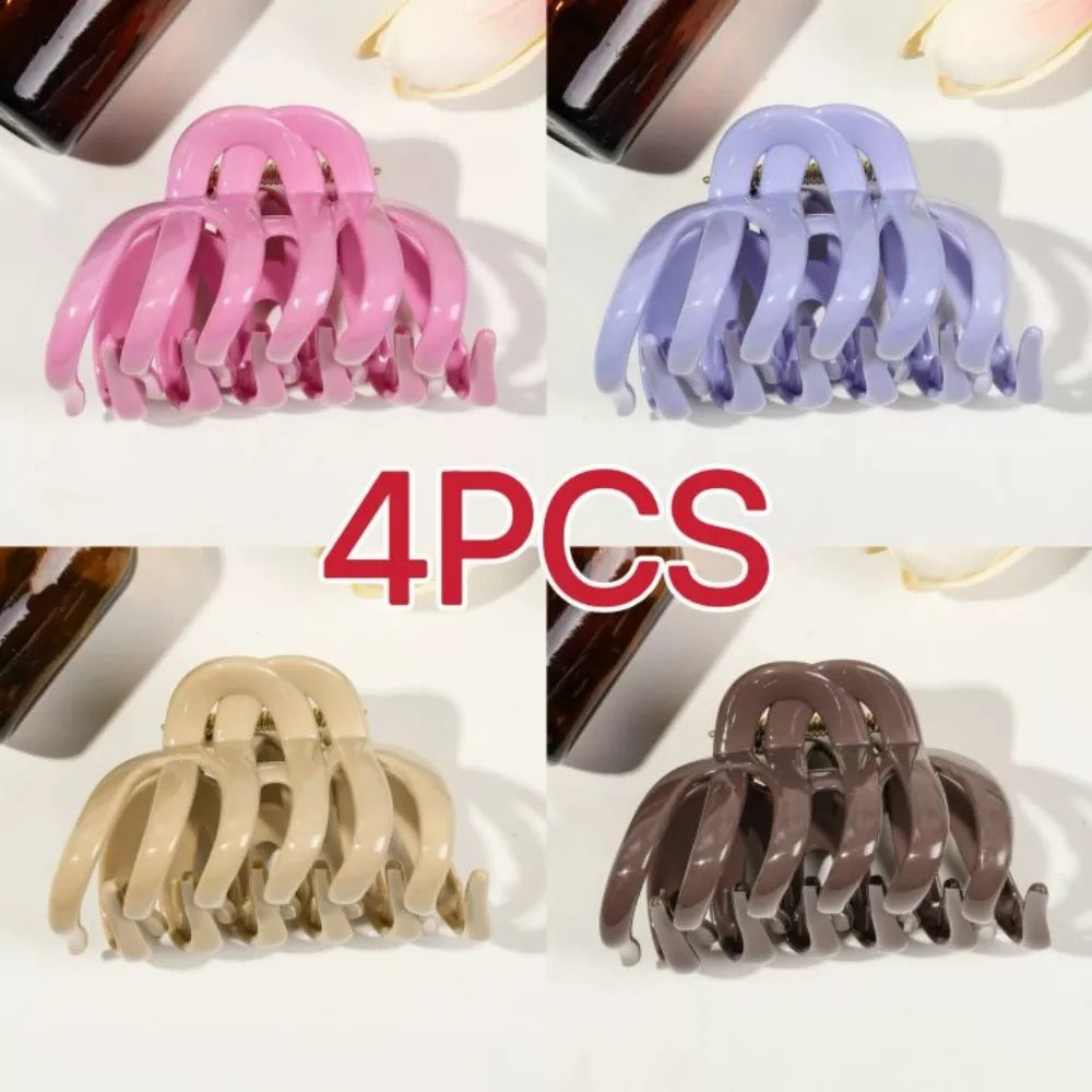 1/4PCS Octopus Silicone Claw Clip,Super-safe Head Protection,Banana Clip,Soft Flexible Jaw Clip for Women Hair Accessory