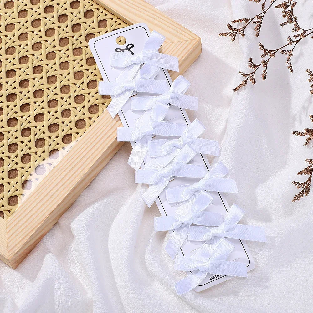 RAINBOW BOWS 10Pcs Kids Sweet Solid Color Mini Bows Hair Clip Baby Girls Ballet Style Ribbon Braided Hair Accessories Wholesale