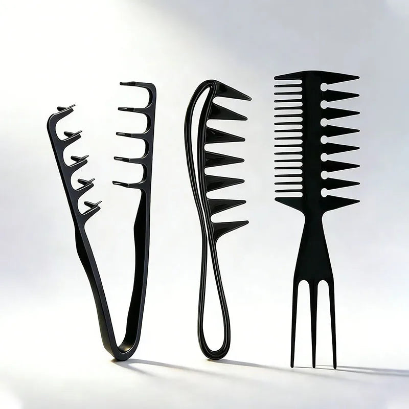 Salon Styling Comb Set Shark Tooth Fish Bone Detangling Brush Ergonomic Non-slip for All Hair Types Wet Dry Home Travel