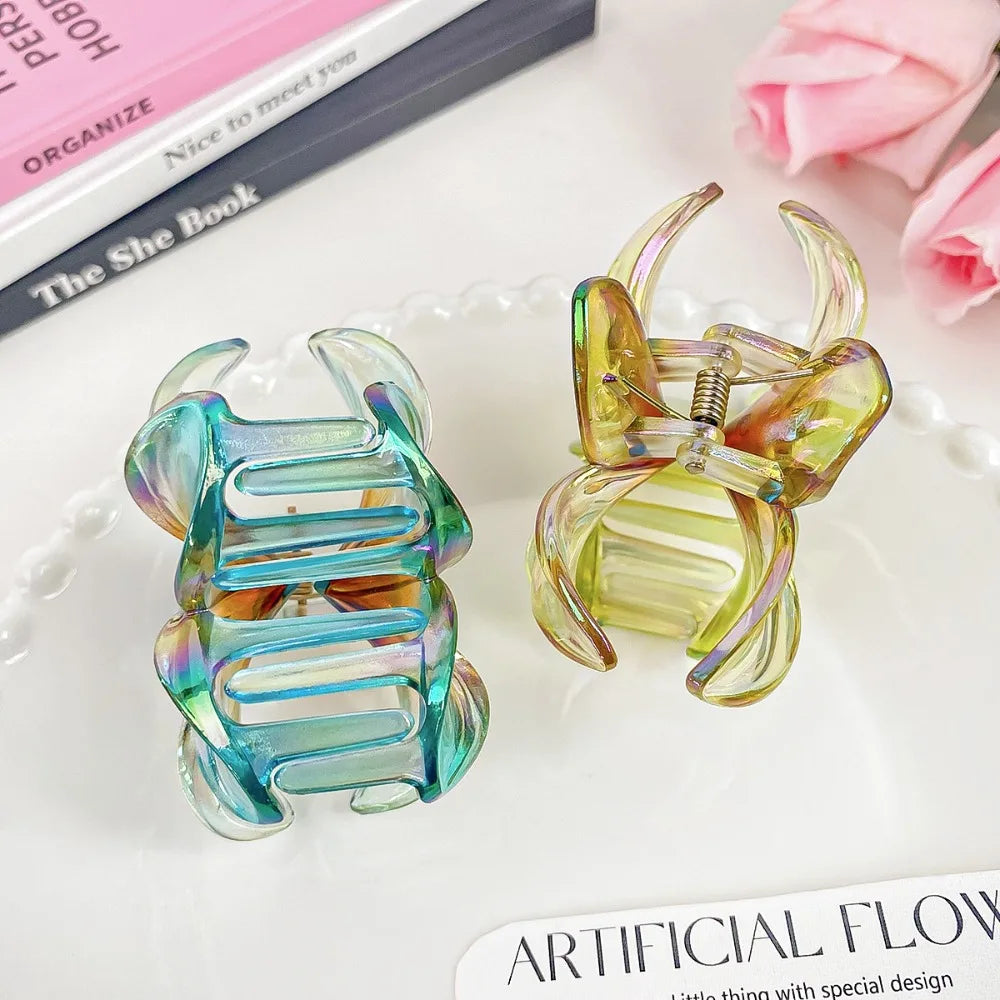 Bohemia Egg Flower Flower Hair Clips Fashion Flower Shape Headwear Shark Clip Plastic Colorful Flowers Claw Vacation