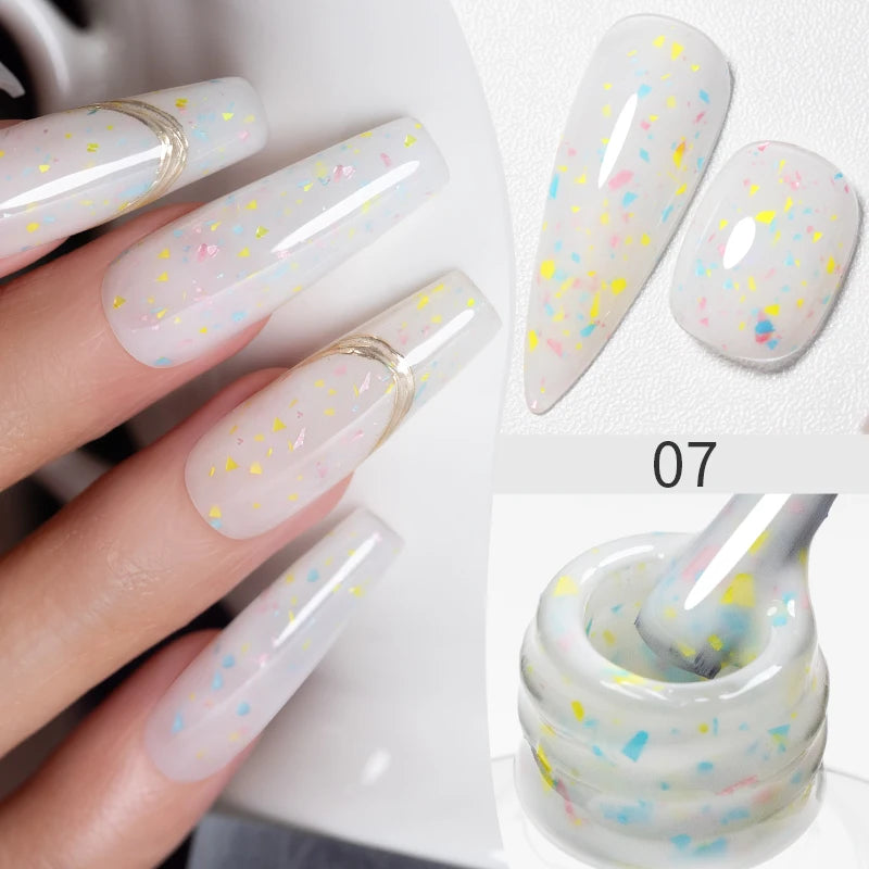 PUENTE Pearl Color Builder Nail Gel Polish Hema Free Shell Thread Glitter Nail Extension Semi-Permanent Construction Gel Varnish