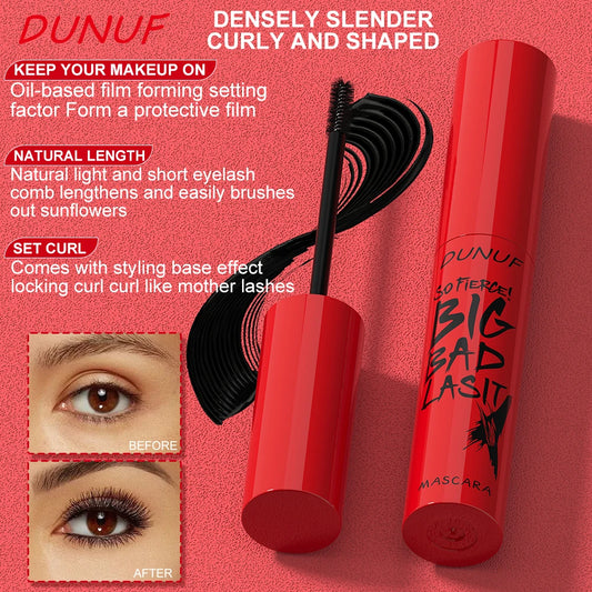 DUNUF Long-Lasting Mascara 1 Pcs Waterproof Sweat-Proof Non-Smudging Thin Thick Curling Beginner Friendly Makeup Product