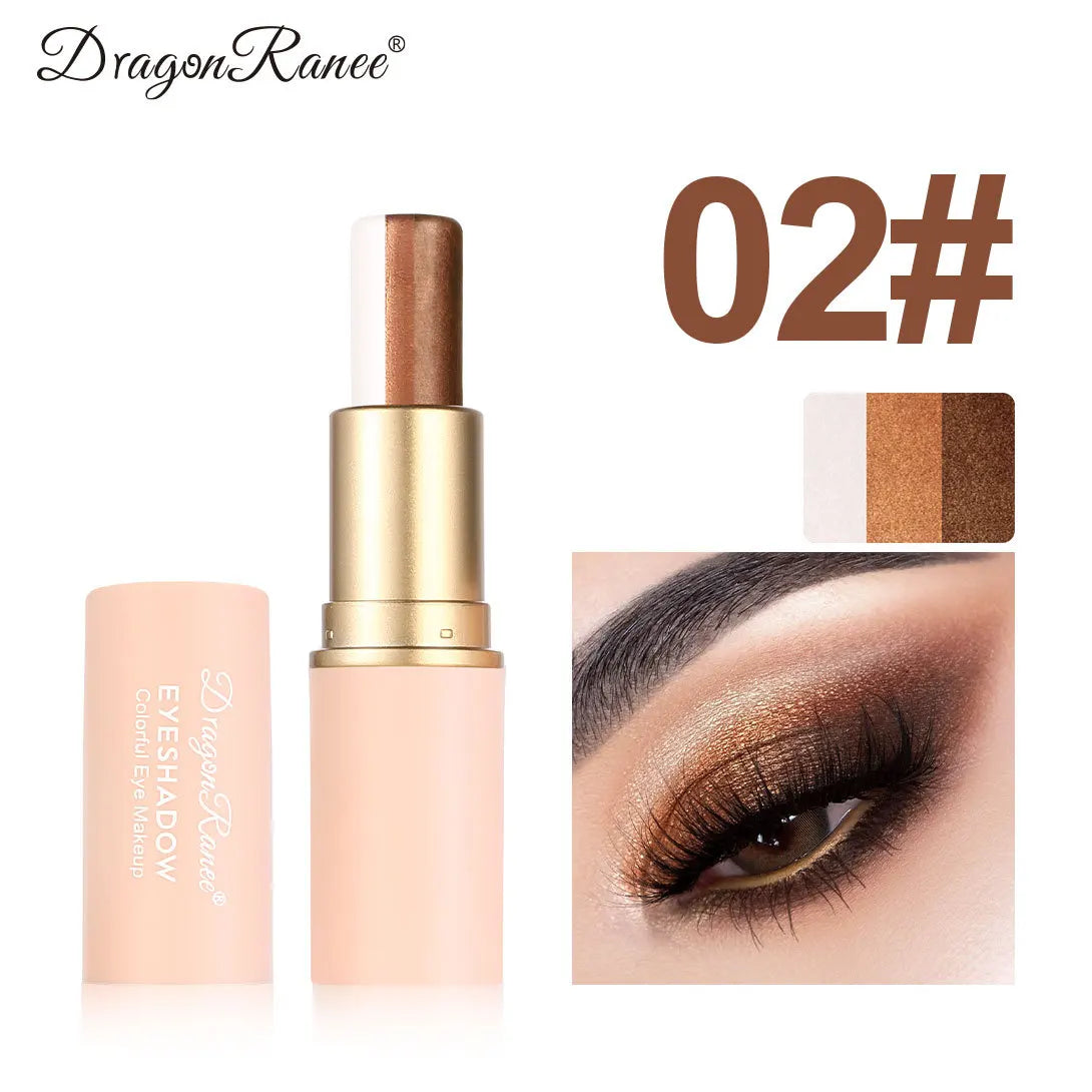 3-in-1 Eyeshadow Stick Lazy Tricolor Gradient Shimmer Eye Shadow Highgloss Quick Application Smudge Proof Waterproof Cosmetics