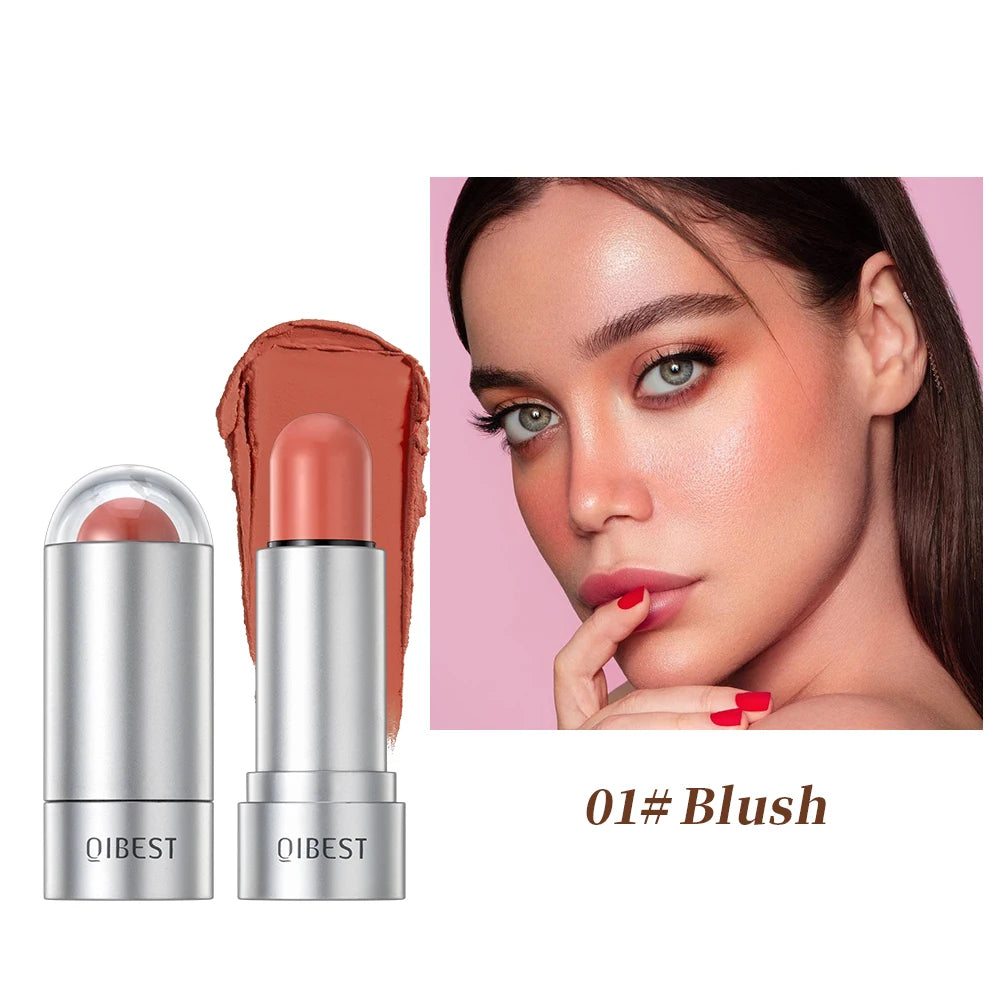 QIBEST New Highlight For Face Waterproof Soft Cream Texture Bronzer Contour Stick Face Blusher For Cheek Beauty Makeup Cosmetics