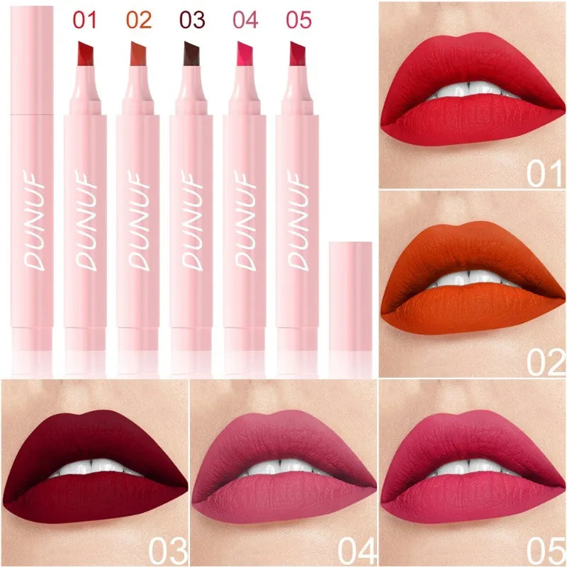 5 Color Long Lasting Lip Liner Lipstick Pencil Waterproof Velvet Matte Lipsticks Sexy Red Lip Contour Pencil 2in1 Lip Marker Pen