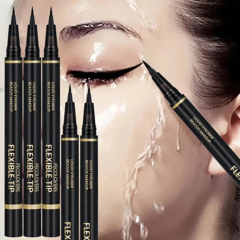 5pcs Black Eyeliner, Quick-drying Extremely Thin Eyeliner, Waterproof and Sweat-proof, Not Easy To Smudge, Eye Cosmetics