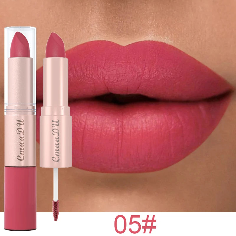 1/3pcs 2 in 1 Velvet Matte Lipstick Set Double Head Lip Gloss Kit Non-stick Cup Lip Tint Long Lasting Waterproof Lipstick Makeup