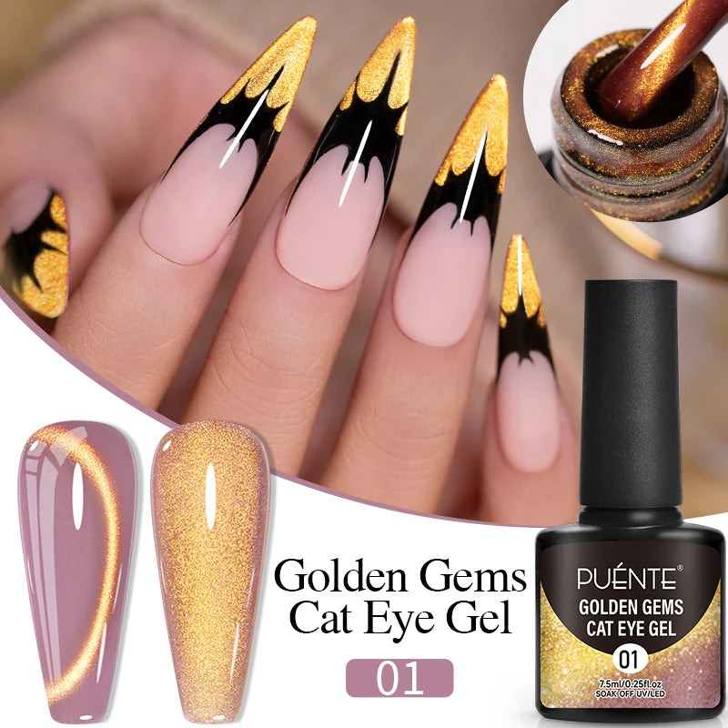 7.5ML Black Cat Eye Magnetic Glitter Gel Nail Polish Ultra-Bright Black Shine Long-Lasting Soak Off UV Nail Art Varnish Manicure