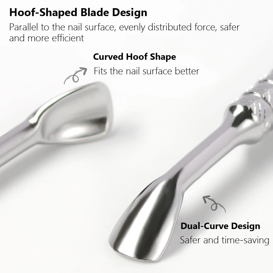 Double-Head Angled Hoof Cuticle Pusher Stainless Steel Bevel Nail Art Manicure Stick for Personal Hygiene And Grooming