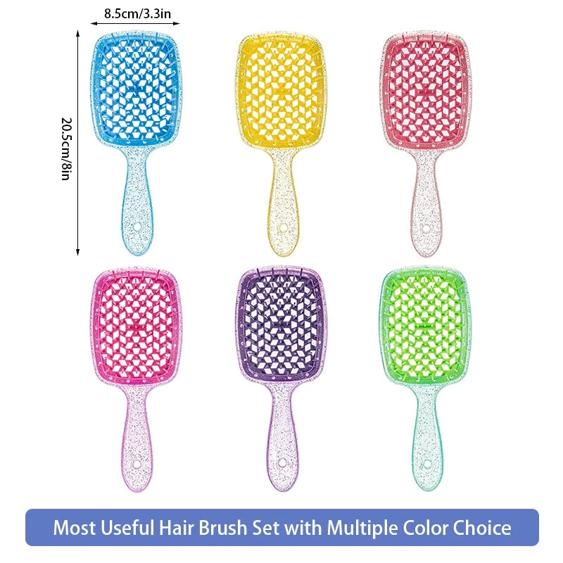 1PCS Colorful Wide Teeth Air Cushion Comb Bakhogold Anti-static Hair Brush with Hollow Design for Scalp Massage