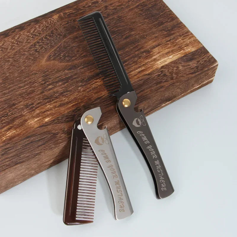 New Foldable comb Folding Pocket Clip Hair Moustache Beard Comb Fashion Men Women Handmade massage hair brush Folding knife comb