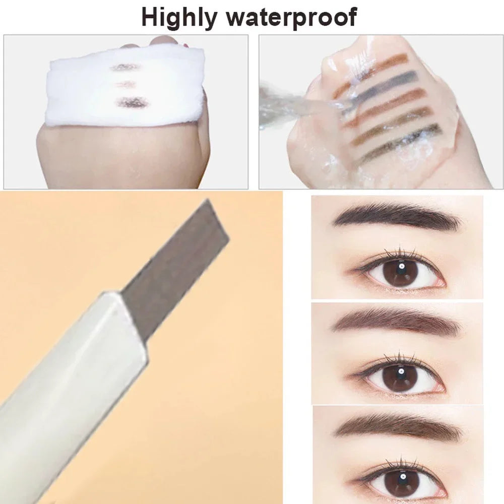 Thin-Head Double-Ended Eyebrow Pencil – Waterproof, Long-Lasting, Auto-Rotate, Brush Tip, Contour, Natural, Certified, Unisex
