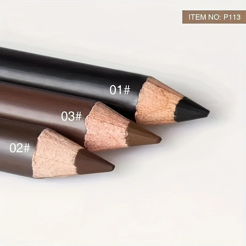 2-in-1 Wooden Handle Waterproof Eyeliner & Eyebrow Pencil, Sweatproof Makeup Pen for All Skin Types, Multi-Use Cosmetic Tool