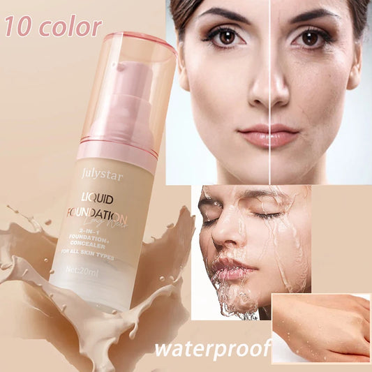 High Coverage Liquid Foundation Tint Oil Control Face Brighten Natural Concealer Waterproof BB Cream Makeup Korean Base Cosmetic