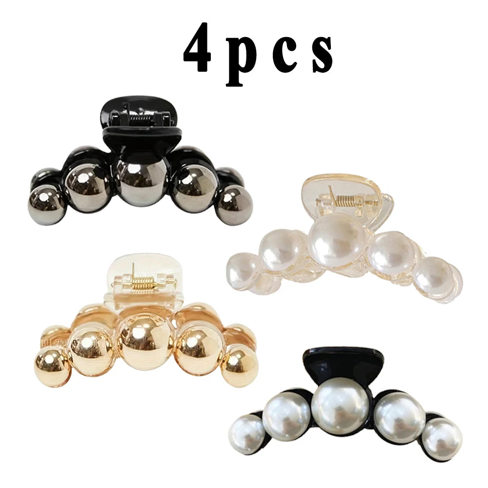Elegant Pearl Hair Accessories and Trendy Crystal Hair Ornaments with Non-Slip Clips and Imitation Diamond Crab Hair Clips for P