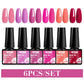 MTSSII 6PCS/Set Sparkly Red Roes Red Gel Nail Polish Shinning Nail Art LED UV Gel Varnish Nail Supplies Manicure Kit for Nails