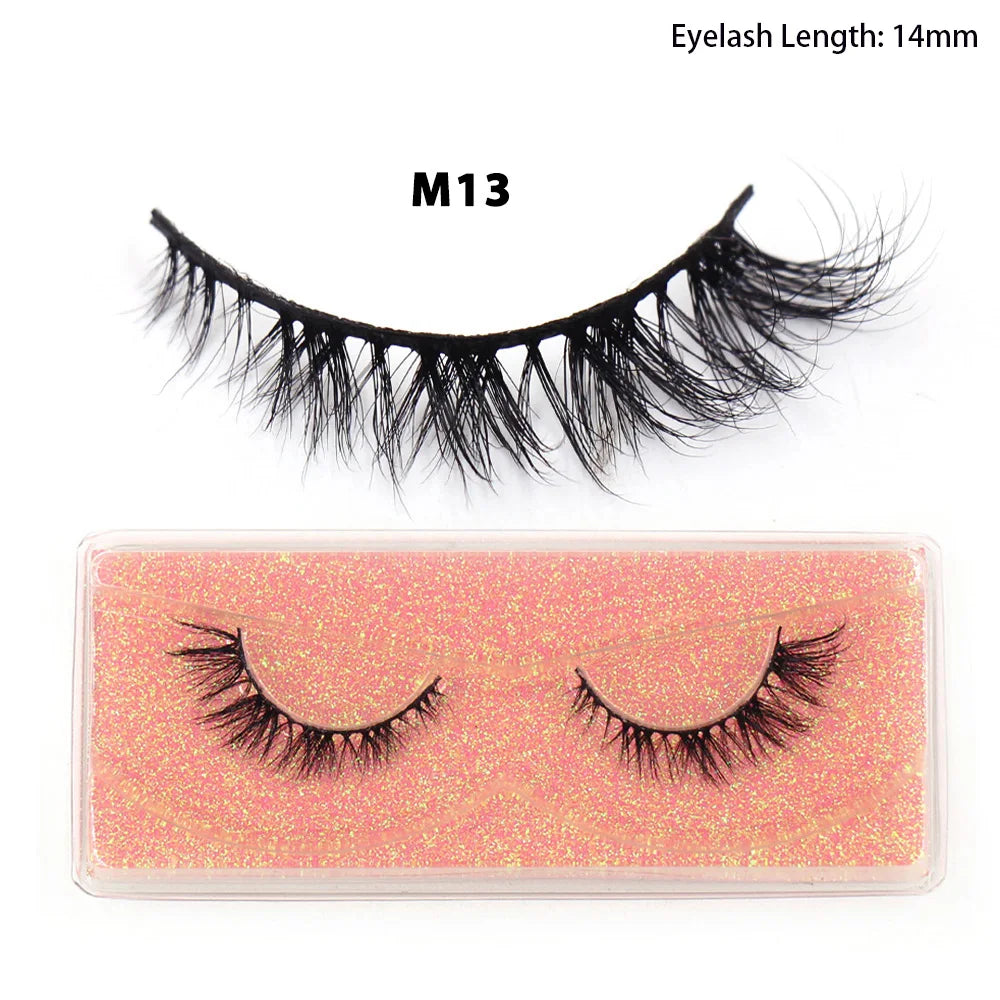 LEHUAMAO Maquiagem Short Natural Soft Mink Lashes Volume Fluffy Wispy Lashes 12mm-15mm False Eyelashes Eyelash Extensio Makeup