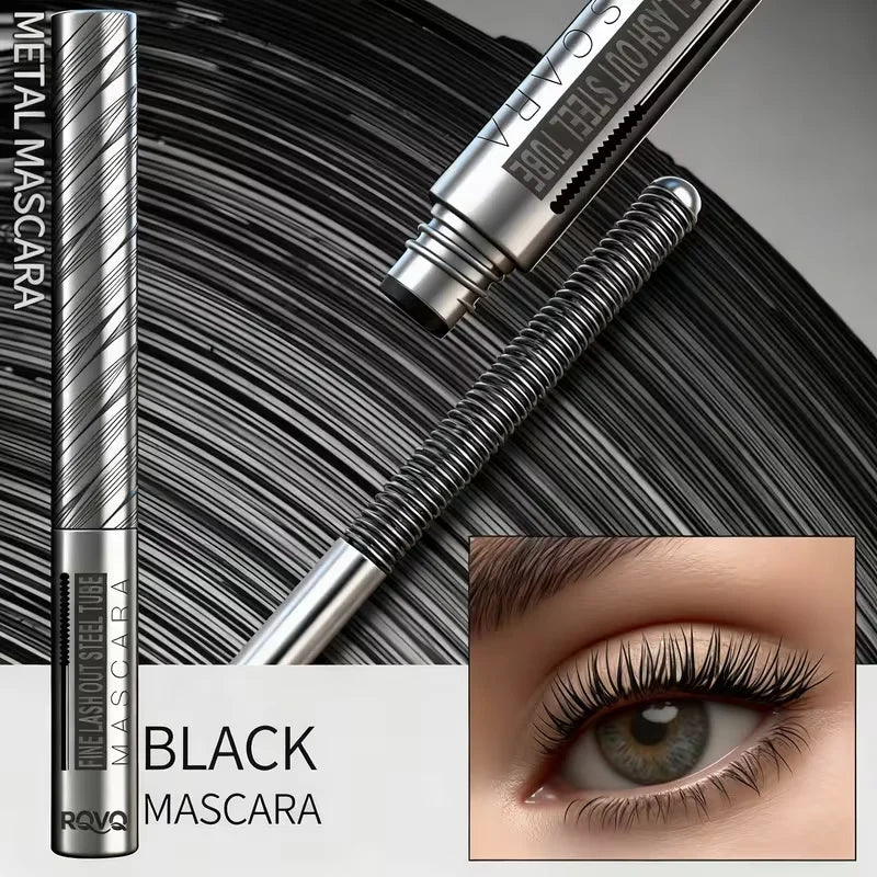 Waterproof Steel Tube Mascara,Black/Brown Waterproof Lengthening Curling Mascara,Non-Smudging Long-Lasting Volume Eyelash Makeup