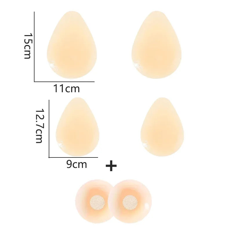 Ultra-Thin Silicone Bra Drop-Shaped Nipple Covers  No Glue Self-Adhesive Sticky Push Up Pasties  Lift Breast Pads for Women