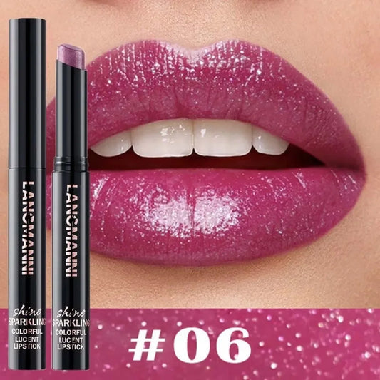 10Color Diamond Glitter Velvet Lipstick Long Lasting Moisturizing Shiny Pearlescent Sexy Red Lipgloss Lip Sticks Makeup Cosmetic