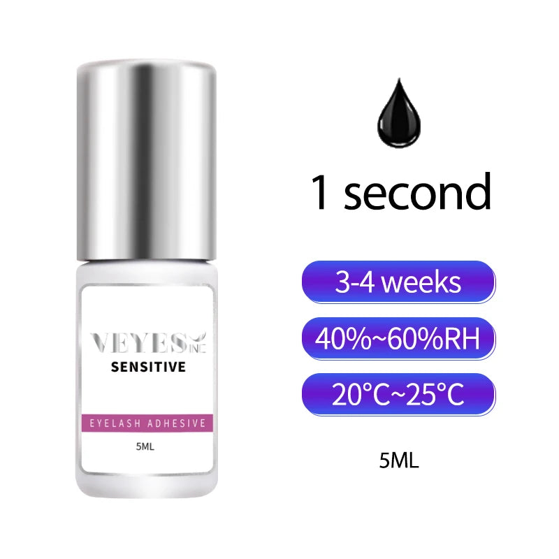 VEYES INC Eyelash Extension Glue 0.5-1 Sec Drying (0.17fl.oz / 5ml) Up to 8 Weeks Retention Adhesive Salon Use for Lash  Tech