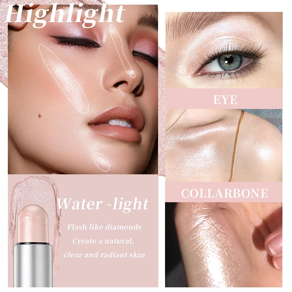 QIBEST New Highlight For Face Waterproof Soft Cream Texture Bronzer Contour Stick Face Blusher For Cheek Beauty Makeup Cosmetics