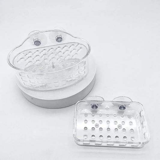 Transparent Suction Cup Soap Dish Reusable Waterproof Plastic Soap Holder No-Drilling Multifunctional Soap Container