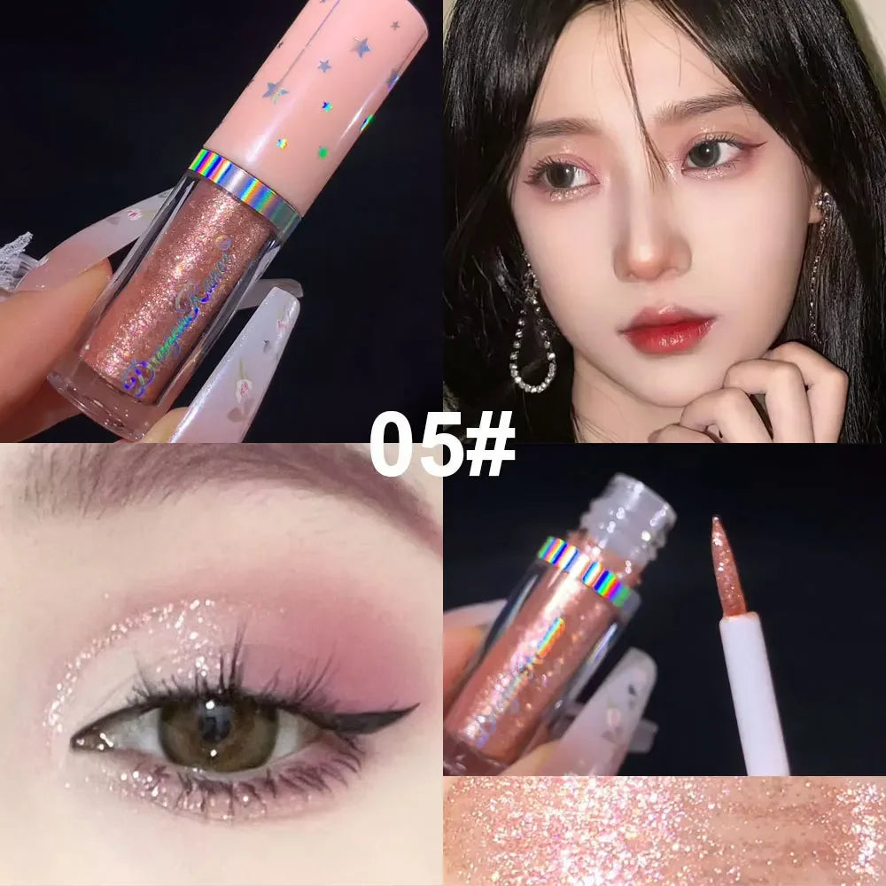 Blue Sequins Liquid Eyeshdaow Glitter Gel Shiny Metallic Eyeliner Pen Diamond Shimmer Waterproof Eye Beauty Party Makeup Tool