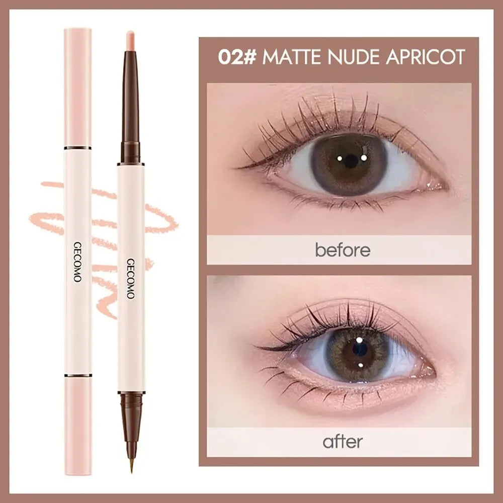 GECOMO Double-ended Lying Silkworm Pencil with 0.01mm Eyeliner Shimmer Eyeshadow Makeup