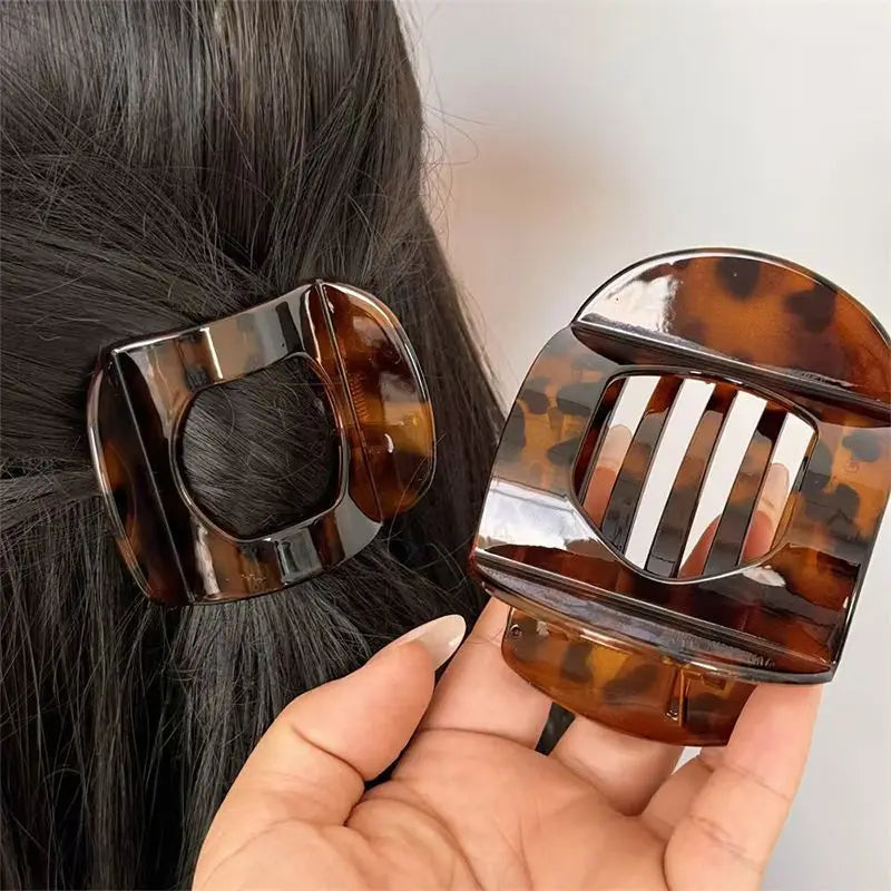 New Flat Hair Clip Claws Hair Accessories Korean Acetic Acid Women's Spoon Crab Hair Clip Leopard Hair Clip Top Simple Headpiece