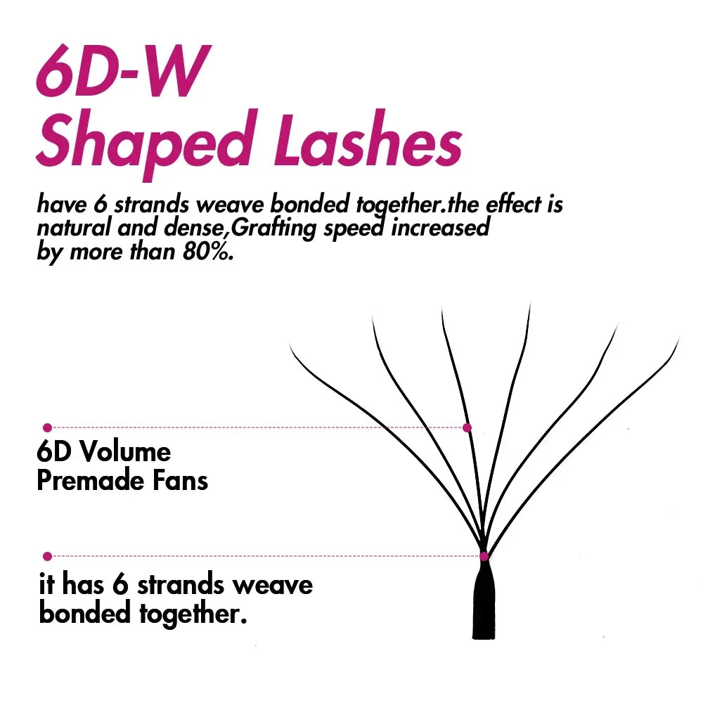 FADVAN New 6D-W Shaped C/D Curl Eyelash Extensions 0.07mm Soft Natural Professional Fake Lash High Quality Faux Mink Lashes