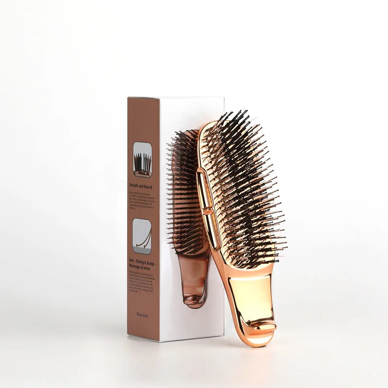 Electroplating Scalp Massage Comb Hair Detangling Brush Dry Wet Dual Use Wide Tooth Hairdressing Comb for Salon Home Travel