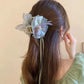 Neo Chinese Style Green Bow Butterfly Hair Claws Clips For Women Imitation Pearl Long Ribbon Tassel Grips Acrylic Shark Clip