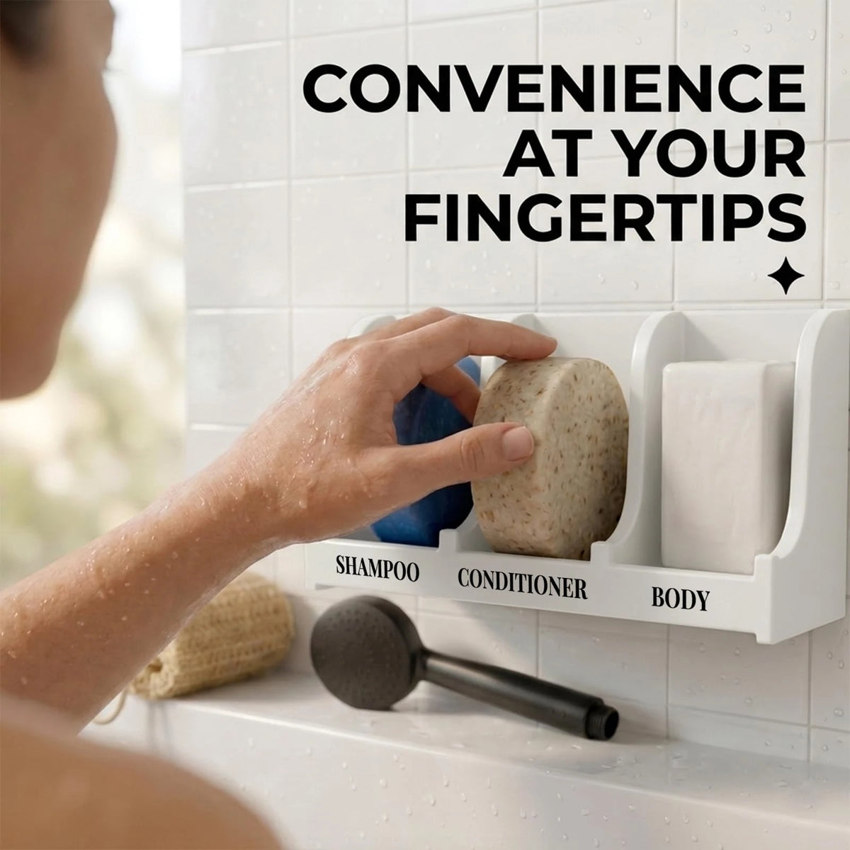 Soap Holder for Shower Wall, 3-Compartment Soap Dish,Fast Draining, Strong Adhesive for Long-Term Bathroom Use & Freestanding