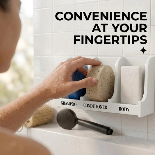 Soap Holder for Shower Wall, 3-Compartment Soap Dish,Fast Draining, Strong Adhesive for Long-Term Bathroom Use & Freestanding