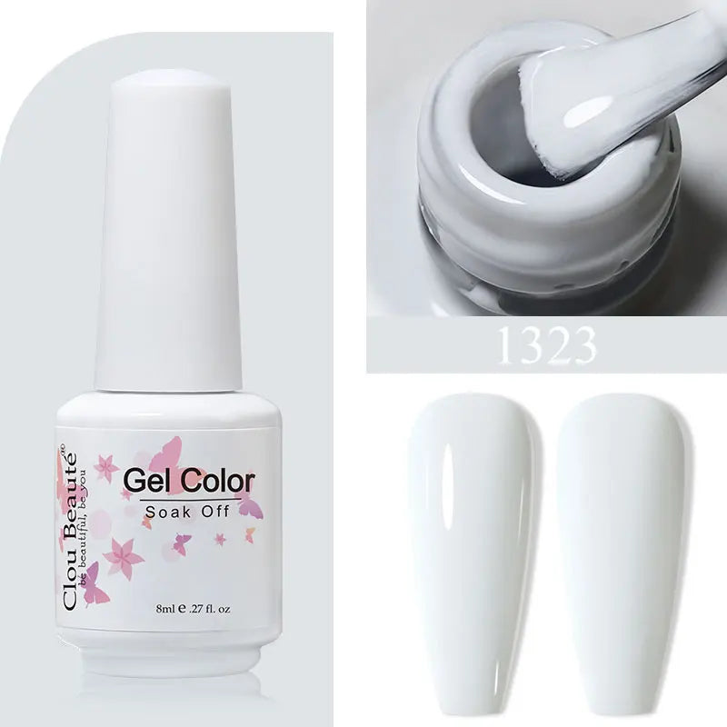 Clou Beaute 8ml Gel Polish Colorful Glitter UV Nail Gel Vernis Semi Permanent Glass Bottle Blue Green White Soak Off Gel Nail