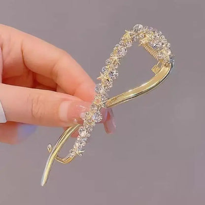 1PC Fashion Hairpins Frog Buckle Ponytail Hair Clips Metal Rhinestone Banana Clip Irregular Hair Clip Headdress Hair Accessories