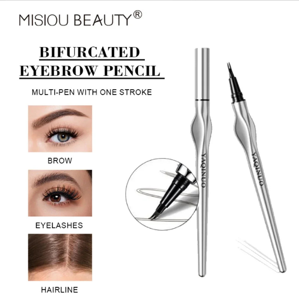 2 Point Wild Eyebrow Pencil Long-Lasting Easy Grip Waterproof Thin Liquid Silkworm Brow Pen Korean Makeup for Eyebrow Tattoo