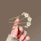 1Pc Pearl Flower U-Shaped  Hair Clips for Women Elegant Style Metal Forks Vintage Pearl Hairpins Hair Styling Tools Gifts
