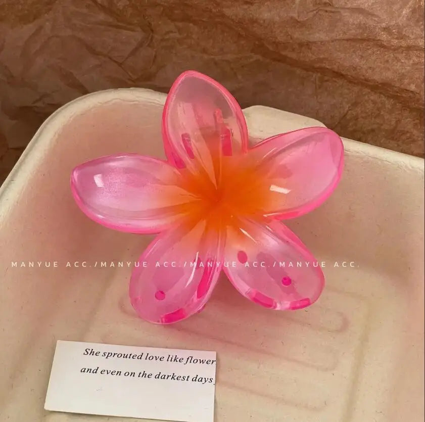 New Fashion Sparkling Flower Claw Clip for Women Transparent Sweet Ponytail Shark Clip Versatile Girl Hair Accessories