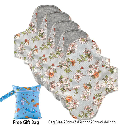 BIAI 5PCS Anti-slip Graphene Sanitary Pads With Wet Bag Reusable Care Pads Breathable Maternity Menstrual Pads For Women 20*23CM