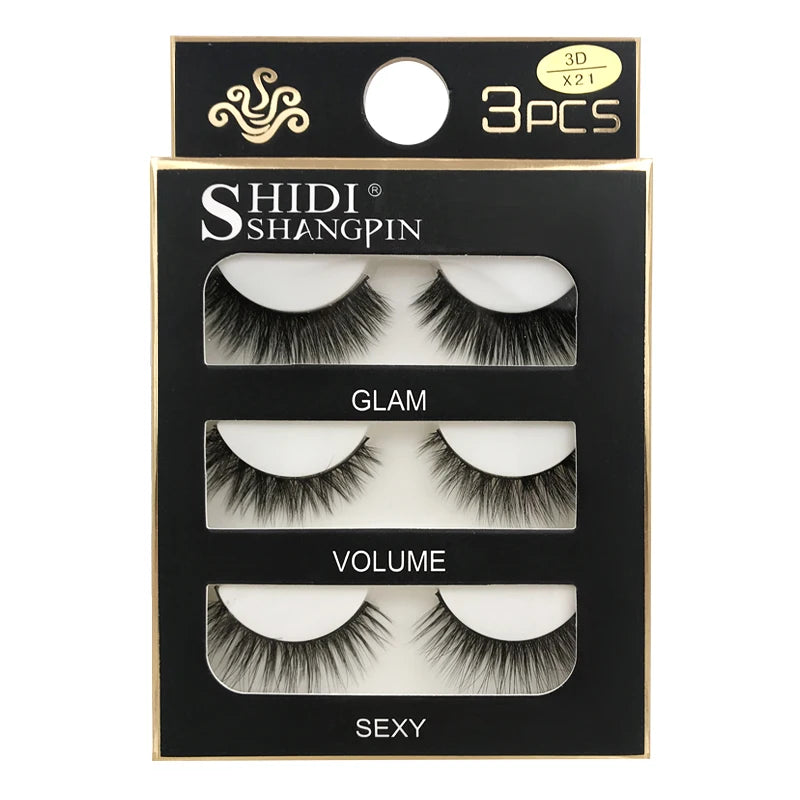 Faux Cils 3 Pairs False Eyelashes Natural Long 3D Mink Lashes Soft Fluffy Wispy Handmade Fake Lashes Eye Makeup Tools Maquiagem
