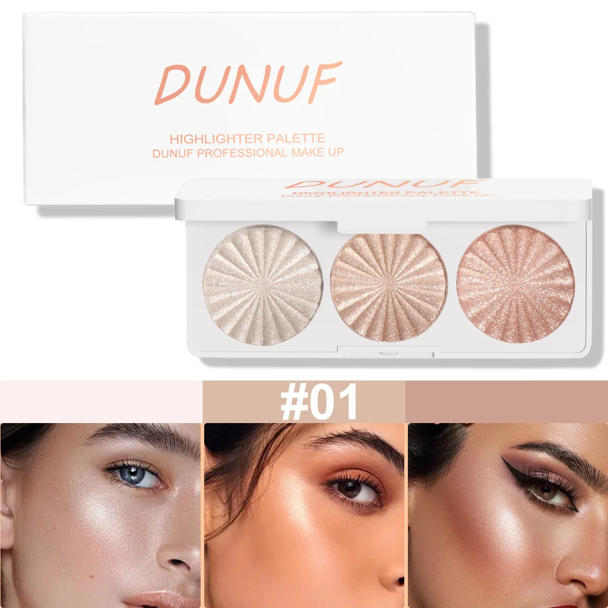 3 Colors Face Glitter Gold Highlighter Palette Makeup Waterproof Shimmer Powder Highlight Face Brighten Contour Body Illuminator