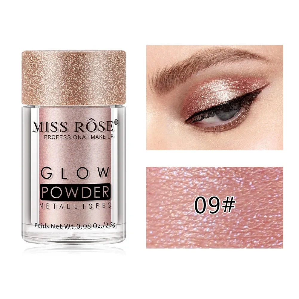 MISS ROSE Single Colour Pearl Diamond Glitter Eyeshadow Make-up High Lighter Shiny Shimmer Brighten Eye Shadow Powder Cosmetics
