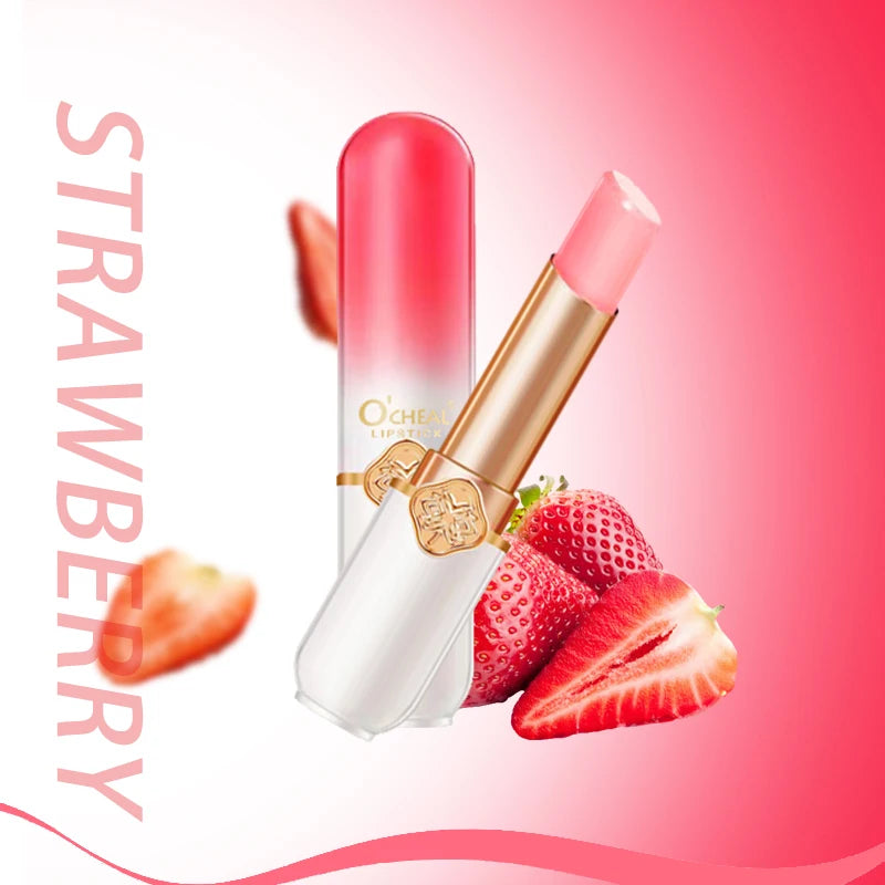 O'CHEAL Color Fruit Lipstick Peach Temperature Changing Lip balm Moisturizing Waterproof Long Lasting Moisturizes Lip Balm