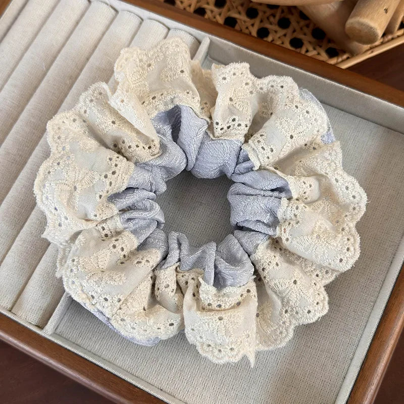 Spring Sweet Lace Hair Scrunchies Headbands for Women Girls Fashion Hair Rope Female Tie Ponytail Rubber Band Decoration Retro