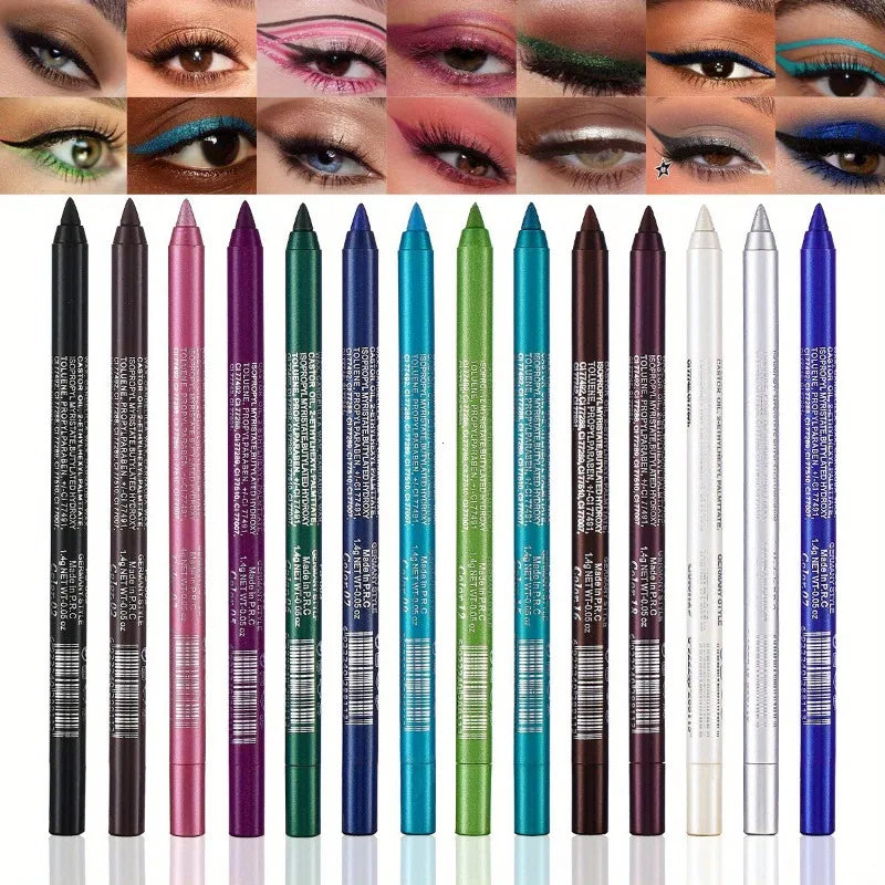 6 Color Colourful Eyeliner Pen High Pigment Pearly Shimmer Metallic Smokey Punk Gothic Eyeliner Long Lasting Waterproof